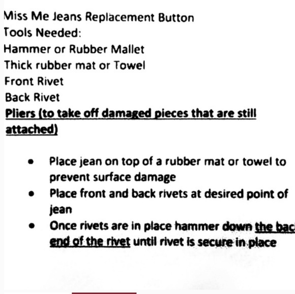 Authentic Miss Me jeans replacement buttons - Picture 2 of 2